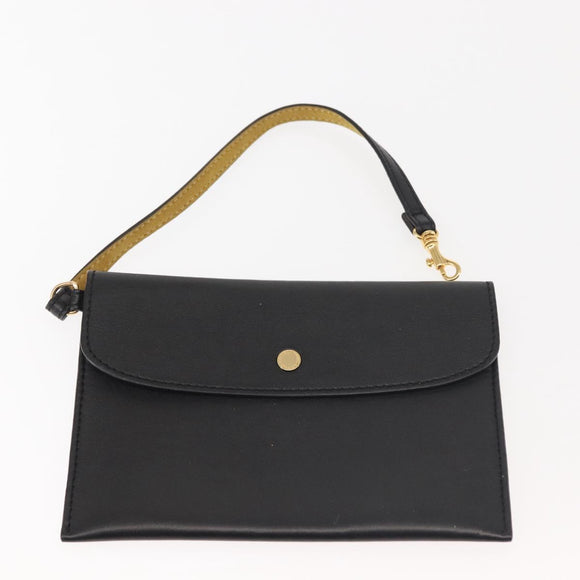 Stella MacCartney Hand Bag Leather Black Gold Auth BA5904