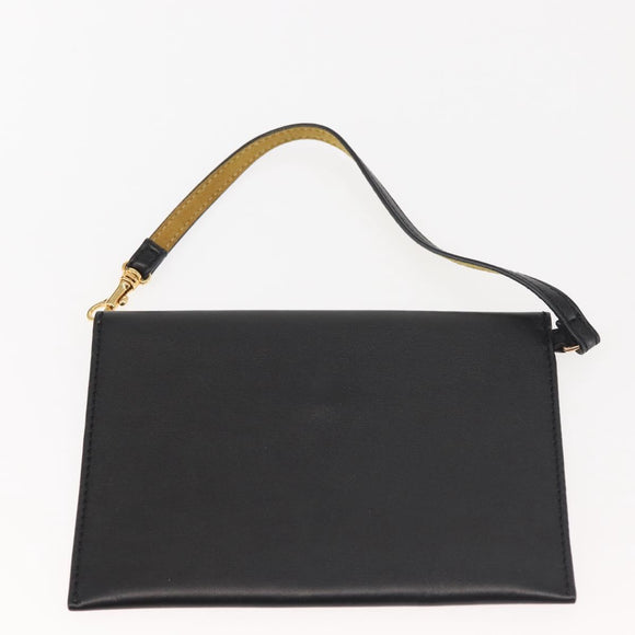 Stella MacCartney Hand Bag Leather Black Gold Auth BA5904