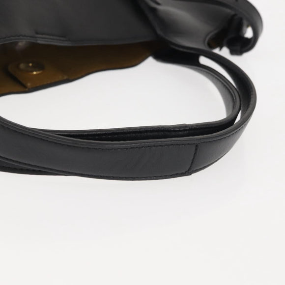 Stella MacCartney Hand Bag Leather Black Gold Auth BA5904