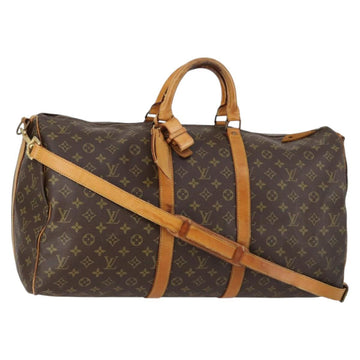 LOUIS VUITTON Monogram Keepall Bandouliere 55 Boston Bag M41414 LV Auth BA5906