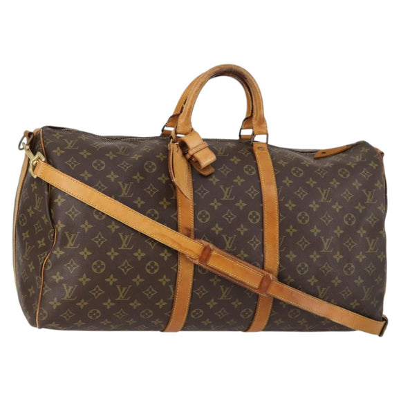 LOUIS VUITTON Monogram Keepall Bandouliere 55 Boston Bag M41414 LV Auth BA5906