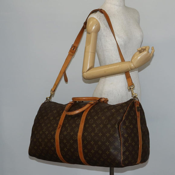 LOUIS VUITTON Monogram Keepall Bandouliere 55 Boston Bag M41414 LV Auth BA5906
