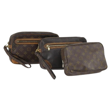 LOUIS VUITTON Monogram Clutch Bag 3Set LV Auth BA5918