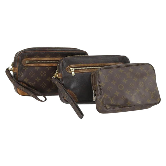 LOUIS VUITTON Monogram Clutch Bag 3Delig LV Auth BA5918