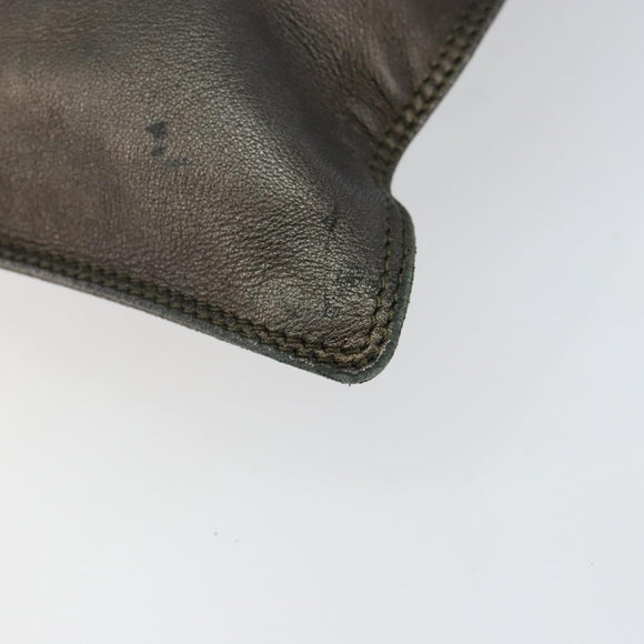 CHANEL Shoulder Bag Leather Silver CC Auth BA5922