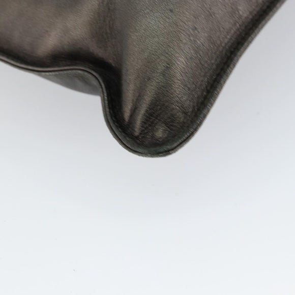 CHANEL Shoulder Bag Leather Silver CC Auth BA5922