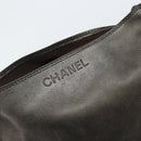 CHANEL Shoulder Bag Leather Silver CC Auth BA5922-14