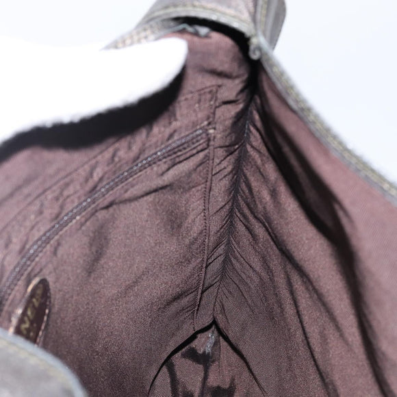 CHANEL Shoulder Bag Leather Silver CC Auth BA5922