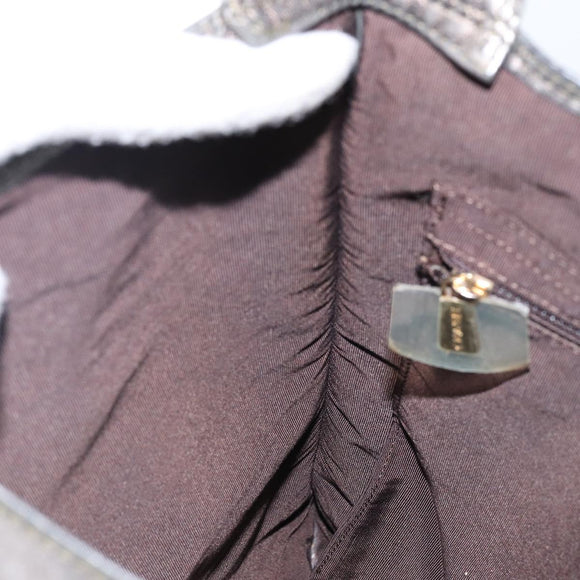 CHANEL Shoulder Bag Leather Silver CC Auth BA5922