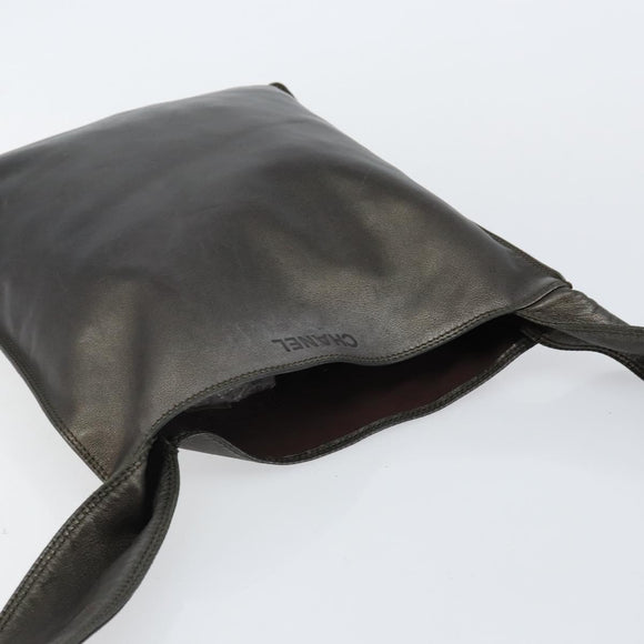 CHANEL Shoulder Bag Leather Silver CC Auth BA5922