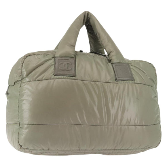 CHANEL Cococoon Tragetasche Nylon Grau Silber CC Auth BA5928