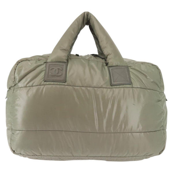 CHANEL Cococoon Tragetasche Nylon Grau Silber CC Auth BA5928