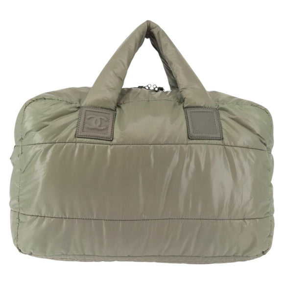 CHANEL Cococoon Tragetasche Nylon Grau Silber CC Auth BA5928