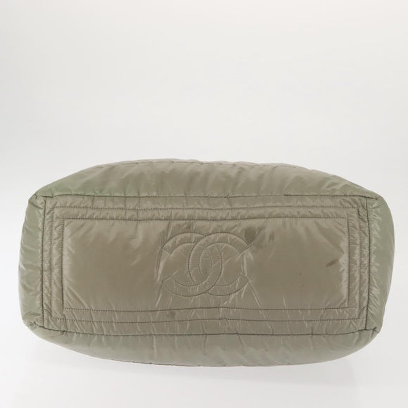 CHANEL Cococoon Tragetasche Nylon Grau Silber CC Auth BA5928