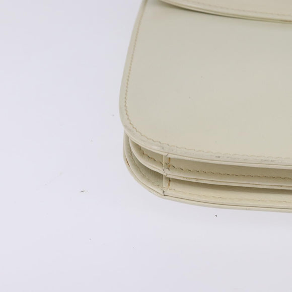 GUCCI Shoulder Bag Leather White Gold Auth BA5930