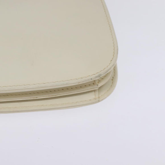 GUCCI Shoulder Bag Leather White Gold Auth BA5930