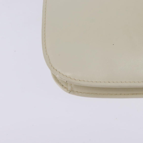 GUCCI Shoulder Bag Leather White Gold Auth BA5930