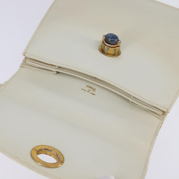 GUCCI Shoulder Bag Leather White Gold Auth BA5930