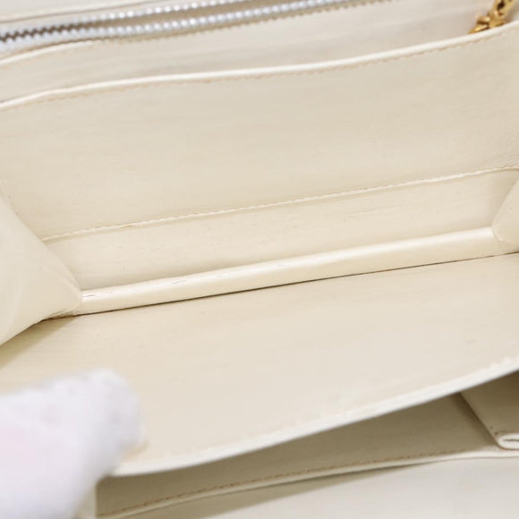 GUCCI Shoulder Bag Leather White Gold Auth BA5930