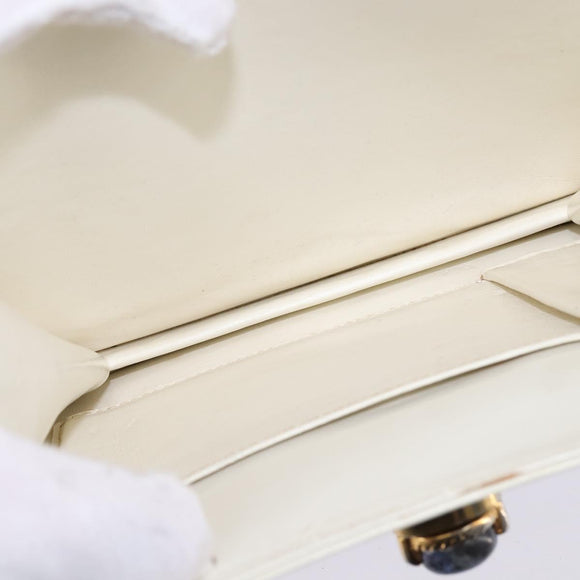 GUCCI Shoulder Bag Leather White Gold Auth BA5930