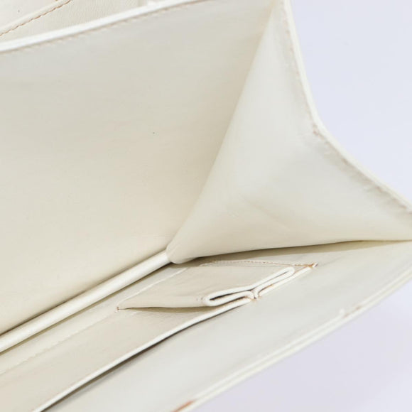 GUCCI Shoulder Bag Leather White Gold Auth BA5930