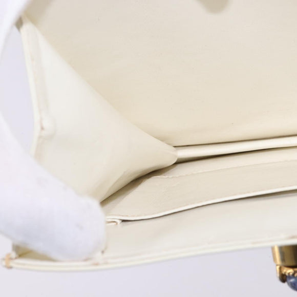 GUCCI Shoulder Bag Leather White Gold Auth BA5930