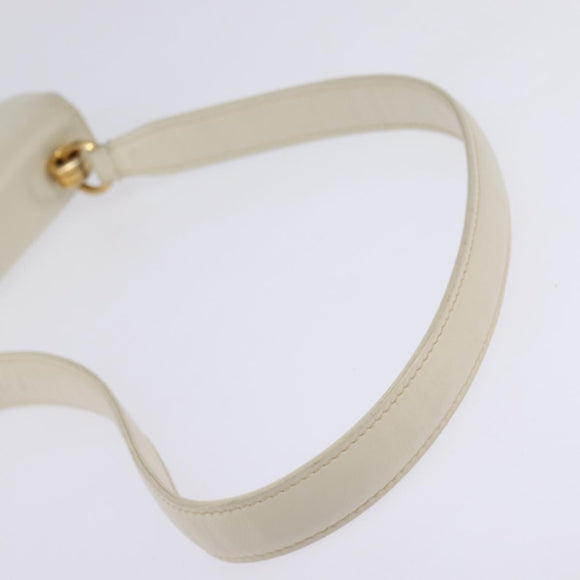 GUCCI Shoulder Bag Leather White Gold Auth BA5930