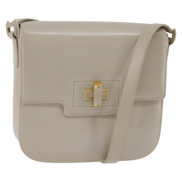 GUCCI Shoulder Bag Leather Beige Gold 26 001 0647 Auth BA5931