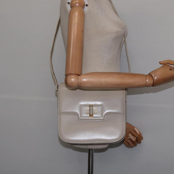 GUCCI Shoulder Bag Leather Beige Gold 26 001 0647 Auth BA5931