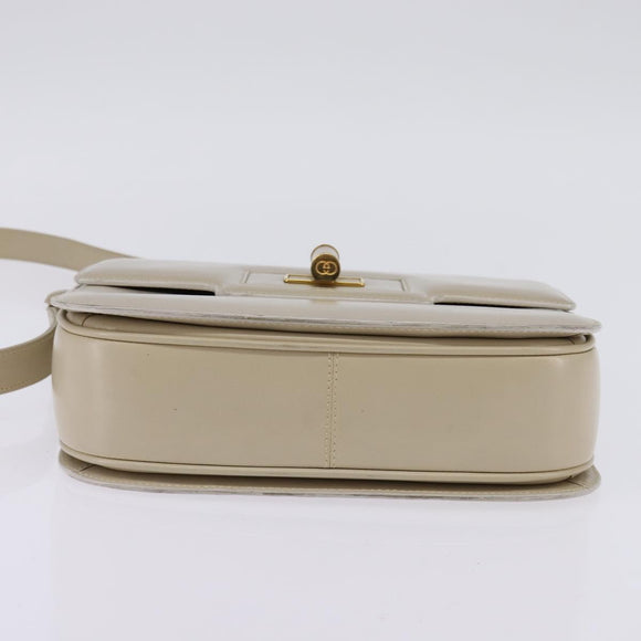 GUCCI Shoulder Bag Leather Beige Gold 26 001 0647 Auth BA5931
