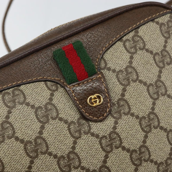 GUCCI GG Supreme Web Sherry Line Bag PVC Beige Gold 007 58 6112 Auth BA5932