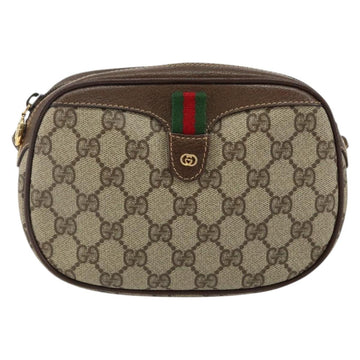 GUCCI GG Supreme Web Sherry Line Bag PVC Beige Gold 007 58 6112 Auth BA5932 - 0
