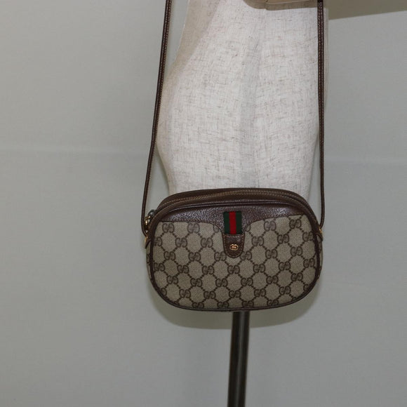 GUCCI GG Supreme Web Sherry Line Bag PVC Beige Gold 007 58 6112 Auth BA5932