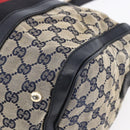 GUCCI GG Canvas Sherry Line Boston Bag 2way Navy Gold 247205 Auth BA5935-14