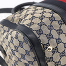 GUCCI GG Canvas Sherry Line Boston Bag 2way Navy Gold 247205 Auth BA5935-17