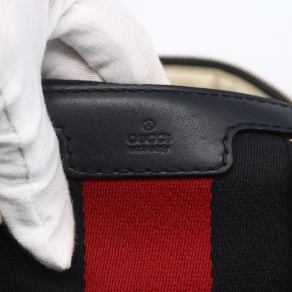 GUCCI GG Canvas Sherry Line Boston Bag 2way Navy Gold 247205 Auth BA5935