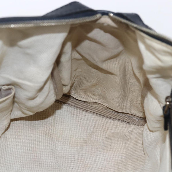 GUCCI GG Canvas Sherry Line Boston Bag 2way Navy Gold 247205 Auth BA5935