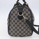 GUCCI GG Canvas Sherry Line Boston Bag 2way Navy Gold 247205 Auth BA5935-4