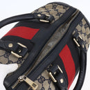 GUCCI GG Canvas Sherry Line Boston Bag 2way Navy Gold 247205 Auth BA5935-6