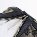 GUCCI GG Canvas Sherry Line Boston Bag 2way Navy Gold 247205 Auth BA5935-8