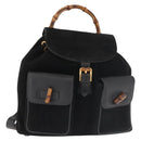 GUCCI Bamboo Backpack Suede Black Gold 003 2058 016 Auth BA5937-1