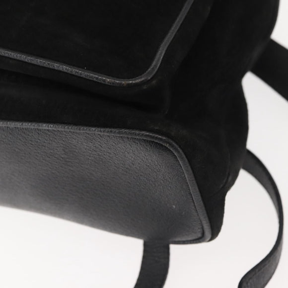 GUCCI Bamboo Backpack Suede Black Gold 003 2058 016 Auth BA5937
