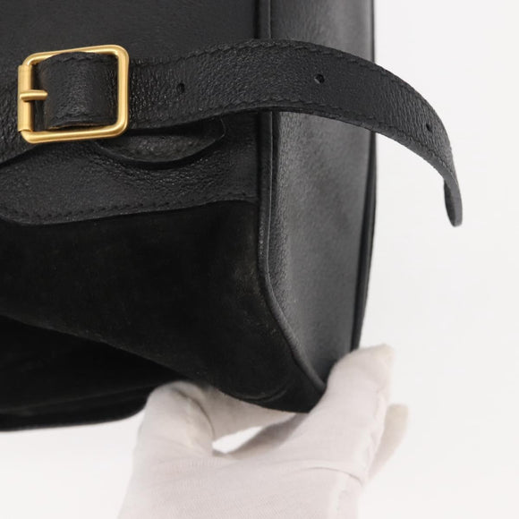 GUCCI Bamboo Backpack Suede Black Gold 003 2058 016 Auth BA5937