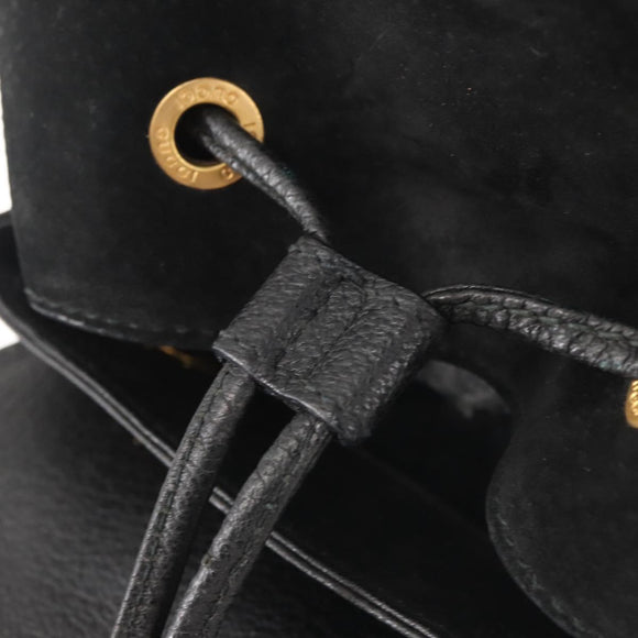 GUCCI Bamboo Backpack Suede Black Gold 003 2058 016 Auth BA5937