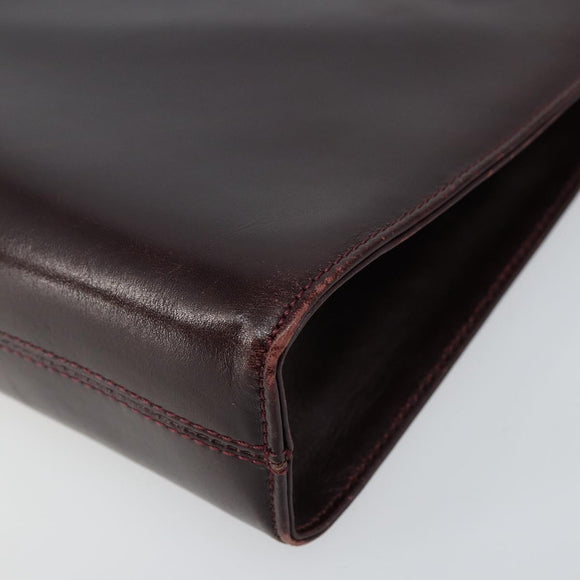 Salvatore Ferragamo Gancini Chain Shoulder Bag Leather Bordeaux Gold Auth BA5939