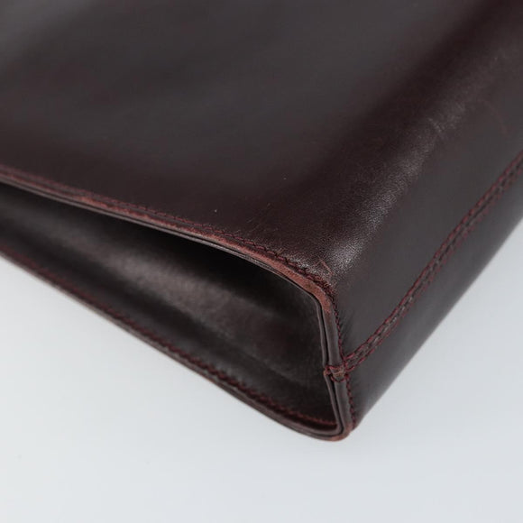 Salvatore Ferragamo Gancini Chain Shoulder Bag Leather Bordeaux Gold Auth BA5939