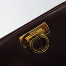 Salvatore Ferragamo Gancini Chain Shoulder Bag Leather Bordeaux Gold Auth BA5939-14