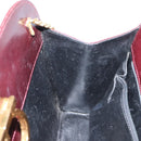 Salvatore Ferragamo Gancini Chain Shoulder Bag Leather Bordeaux Gold Auth BA5939-17