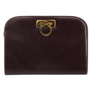 Salvatore Ferragamo Gancini Chain Shoulder Bag Leather Bordeaux Gold Auth BA5939-2