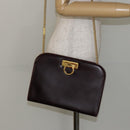 Salvatore Ferragamo Gancini Chain Shoulder Bag Leather Bordeaux Gold Auth BA5939-20